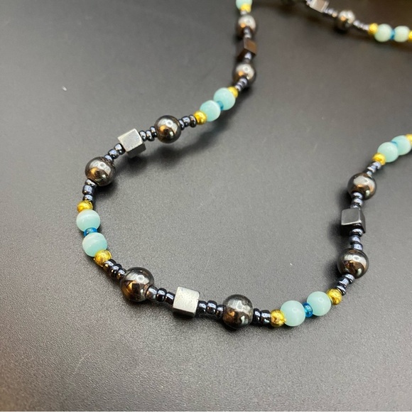Beaded Hematite Seed Bead Necklace - Picture 3 of 4